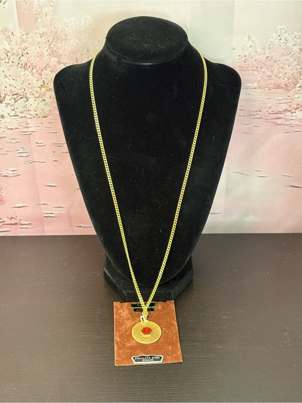 Vintage Cee Tee gold filled medical round pendant necklace. New old stock